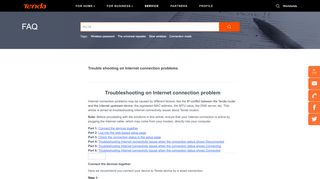 
                            9. Trouble shooting on Internet connection problems-Tenda India