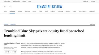 
                            12. Troubled Blue Sky private equity fund breached lending limit