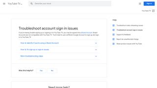 
                            8. Troubleshoot account login issues - YouTube TV Help - Google Support
