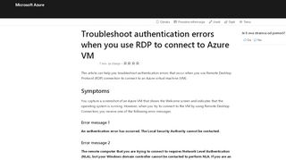 
                            5. Troubleshoot authentication errors when you use RDP to connect to ...