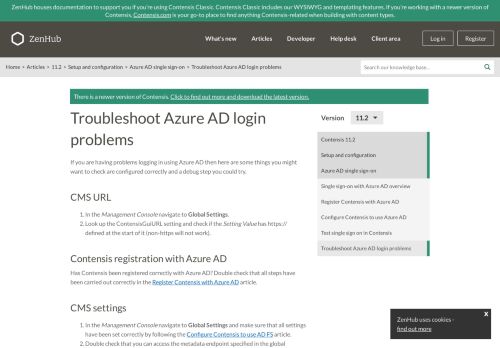 
                            5. Troubleshoot Azure AD login problems - Zenhub - Zengenti