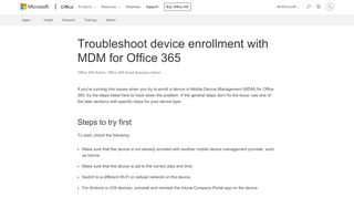 
                            9. Troubleshoot device enrollment with MDM for Office 365 - Office 365