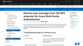
                            11. Troubleshoot error codes for the Azure MFA NPS extension | Microsoft ...