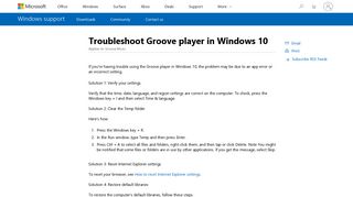 
                            2. Troubleshoot Groove player in Windows 10 - Microsoft Support