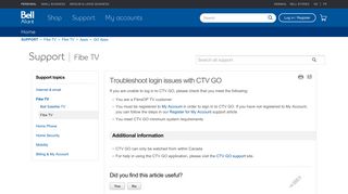 
                            8. Troubleshoot login issues with CTV GO - Support - Bell Aliant
