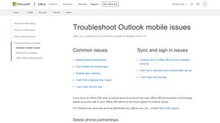 
                            5. Troubleshoot Outlook mobile issues - Office Support - Office 365