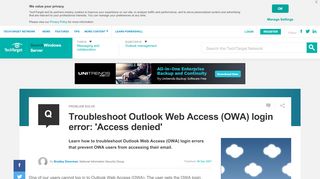 
                            7. Troubleshoot Outlook Web Access (OWA) login error:  ...