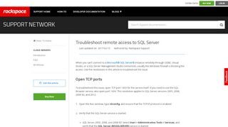 
                            13. Troubleshoot remote access to SQL Server - Rackspace Support