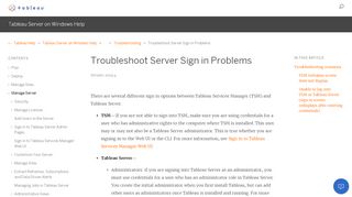 
                            3. Troubleshoot Server Sign in Problems - Tableau