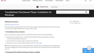 
                            11. Troubleshoot Shockwave Player installation for Windows