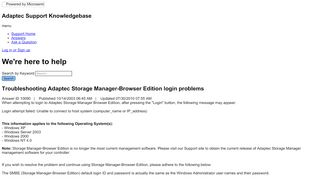 
                            6. Troubleshooting Adaptec Storage Manager-Browser Edition login ...