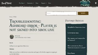 
                            10. Troubleshooting: Ashbeard error - Player is not signed into xbox live ...