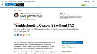 
                            5. Troubleshooting Cisco's ISE without TAC | Network World