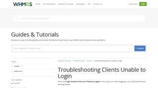 
                            3. Troubleshooting Clients Unable to Login - Guides & Tutorials - WHMCS
