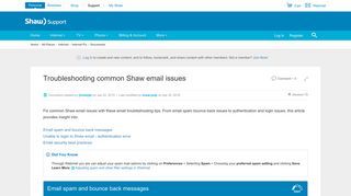 
                            2. Troubleshooting common Shaw email issues | Shaw Support