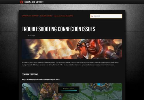 
                            5. Troubleshooting Connection Issues - GARENA LOL SUPPORT