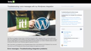 
                            9. Troubleshooting / error messages with my Wordpress integration ...