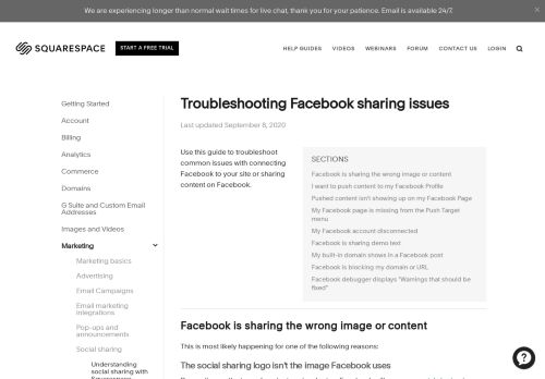 
                            11. Troubleshooting Facebook sharing issues – Squarespace Help