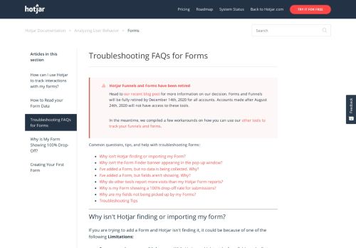 
                            1. Troubleshooting FAQs for Forms – Hotjar Documentation