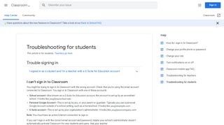 
                            2. Troubleshooting for students - Android - Classroom Help