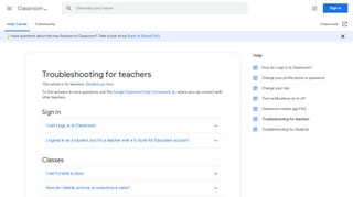 
                            3. Troubleshooting for teachers - Classroom Help - Google Support