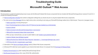 
                            3. Troubleshooting Guide for Microsoft Outlook Web Access