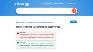 
                            10. Troubleshooting Instagram Business Profiles – Sendible Support