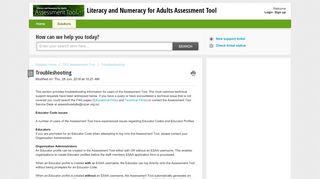 
                            11. Troubleshooting : Literacy and Numeracy for Adults Assessment Tool