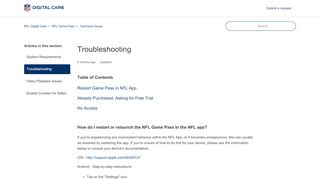 
                            2. Troubleshooting – NFL Digital Care