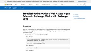 
                            4. Troubleshooting Outlook Web Access logon ... - Microsoft Support