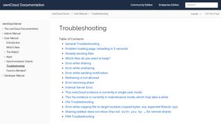 
                            10. Troubleshooting :: ownCloud Documentation