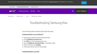 
                            12. Troubleshooting Samsung Kies | BT Business