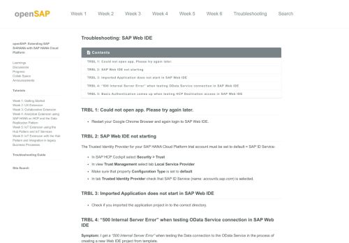 
                            7. Troubleshooting: SAP Web IDE - openSAP: Extending SAP S/4HANA ...