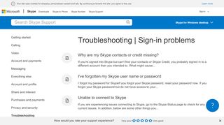 
                            2. Troubleshooting | Sign-in problems - Skype Support