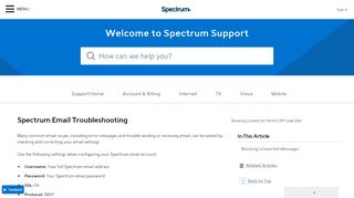 
                            2. Troubleshooting Spectrum Email Basic troubleshooting ... - Spectrum.net