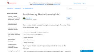 
                            12. Troubleshooting Tips for Reasoning Mind – Customer Care