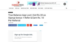 
                            5. True Balance App Loot | Get Rs 20 as Signup bonus + ...