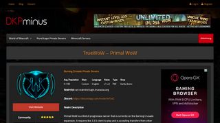 
                            10. TrueWoW – Primal WoW WoW Private Server - DKPminus