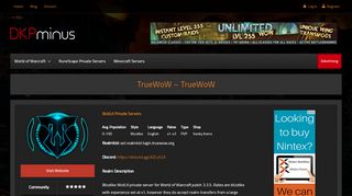
                            9. TrueWoW – TrueWoW WoW Private Server - DKPminus