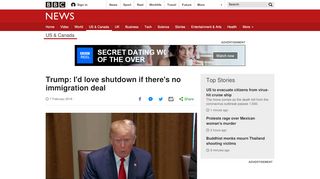 
                            13. Trump: I'd love shutdown if there's no immigration deal - BBC News