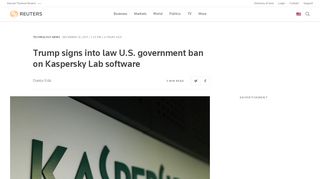 
                            11. Trump signs into law U.S. government ban on Kaspersky Lab software ...