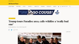 
                            12. Trump tours Paradise area, calls wildfire a 'really bad one' | Deseret ...