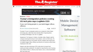 
                            12. Trump's immigration policies costing US tech jobs says LogMeIn CEO ...