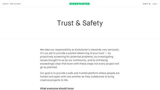 
                            8. Trust & Safety — Kickstarter