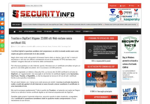 
                            5. Trustico e DigiCert litigano: 23.000 siti Web restano senza certificati ...