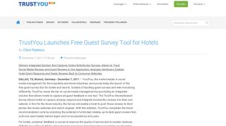 
                            6. TrustYou Launches Free Guest Survey Tool for Hotels · TrustYou