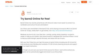 
                            12. Try barre3 Online for free! | A post by barre3 on Strava