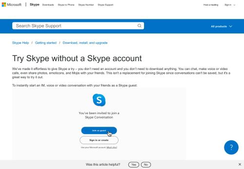 
                            2. Try Skype without a Skype account on Skype.com | Skype Support