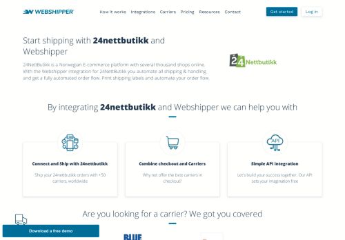 
                            6. Try the 24NettButikk E-commerce integration - Webshipper