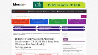 
                            10. TS DOST Final Phase Seat Allotment Results 2019 ... - Schools360.in